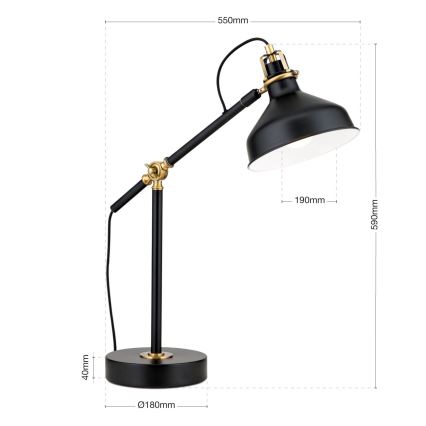 Настільна лампа SCHILLER 1xE27/40W/230V чорний/бронза