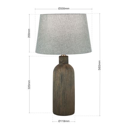 Настольная лампа ORCHID 1xE27/40W/230V керамика коричневая/серая