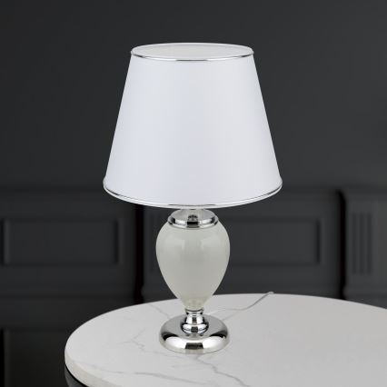 Настільна лампа OVUM 1xE27/40W/230V 48 см кераміка білий/глянцевий хром
