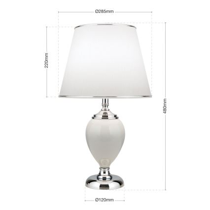 Настільна лампа OVUM 1xE27/40W/230V 48 см кераміка білий/глянцевий хром