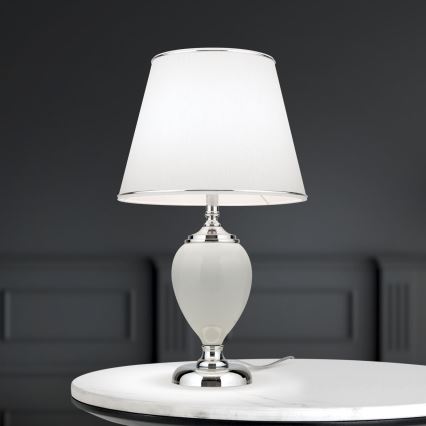 Настольная лампа OVUM 1xE27/40W/230V 48 см керамика белый/блестящий хром