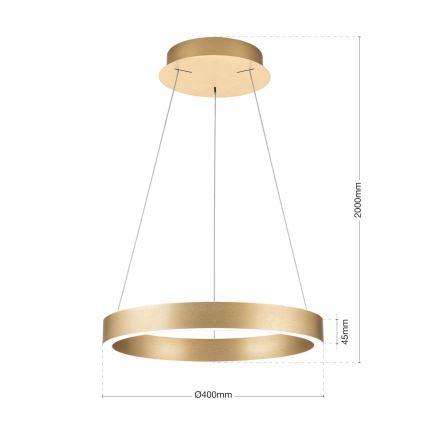 LED-підвісна люстра з регульованою яскравістю на тросі KOLK LED/40W/230V 2700/3000/4000K діаметр 40 см золота