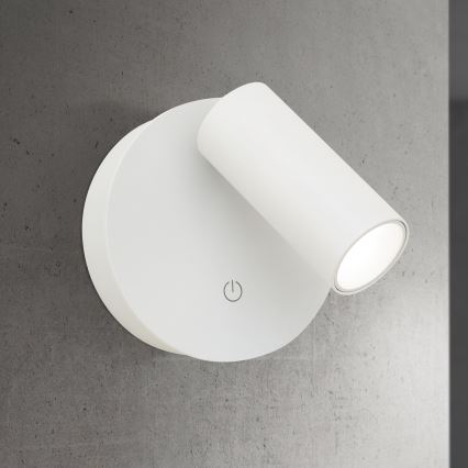 Сенсорний настінний точковий світильник LUXY, регульований за яскравістю (димований) LED/1W/5V, 2200 mAh, 2700/3000/4000K, білий