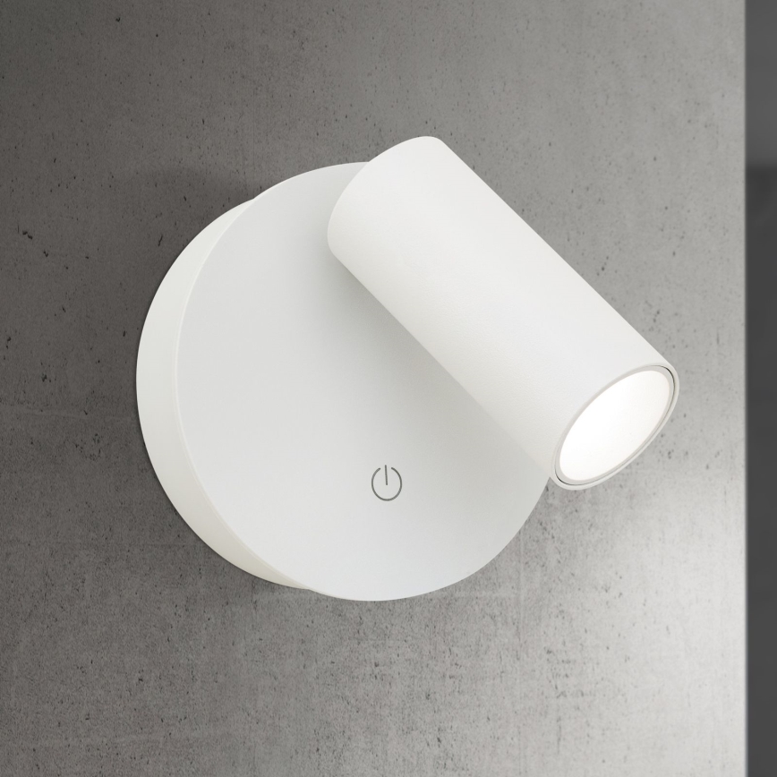 Сенсорний настінний точковий світильник LUXY, регульований за яскравістю (димований) LED/1W/5V, 2200 mAh, 2700/3000/4000K, білий
