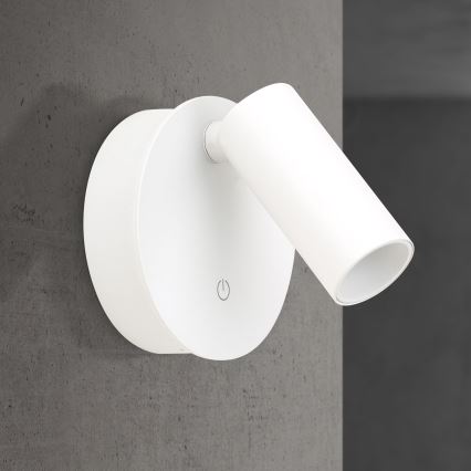 Сенсорний настінний точковий світильник LUXY, регульований за яскравістю (димований) LED/1W/5V, 2200 mAh, 2700/3000/4000K, білий