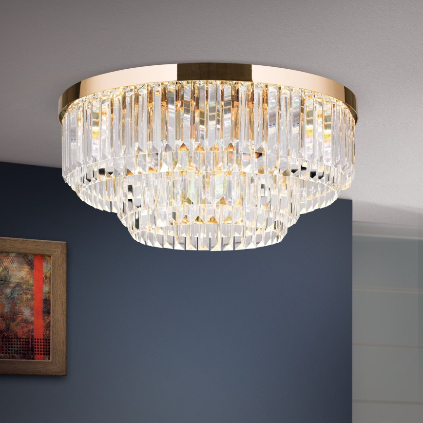 LED Кришталевий стельовий світильник з регулюванням яскравості PRISM LED/80W/230V діаметр 55 см 24K золотий