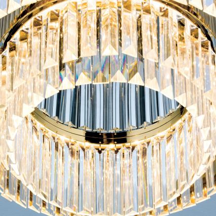 LED Кришталевий стельовий світильник з регулюванням яскравості PRISM LED/80W/230V діаметр 55 см 24K золотий