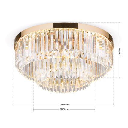 LED Кришталевий стельовий світильник з регулюванням яскравості PRISM LED/80W/230V діаметр 55 см 24K золотий