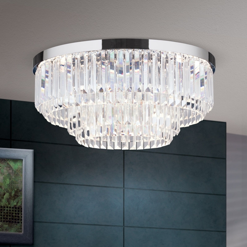 LED Кришталевий стельовий світильник з регулюванням яскравості PRISM LED/80W/230V діаметр 55 см глянцевий хром