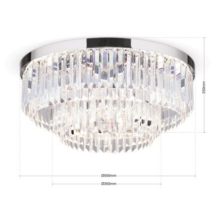 LED Кришталевий стельовий світильник з регулюванням яскравості PRISM LED/80W/230V діаметр 55 см глянцевий хром