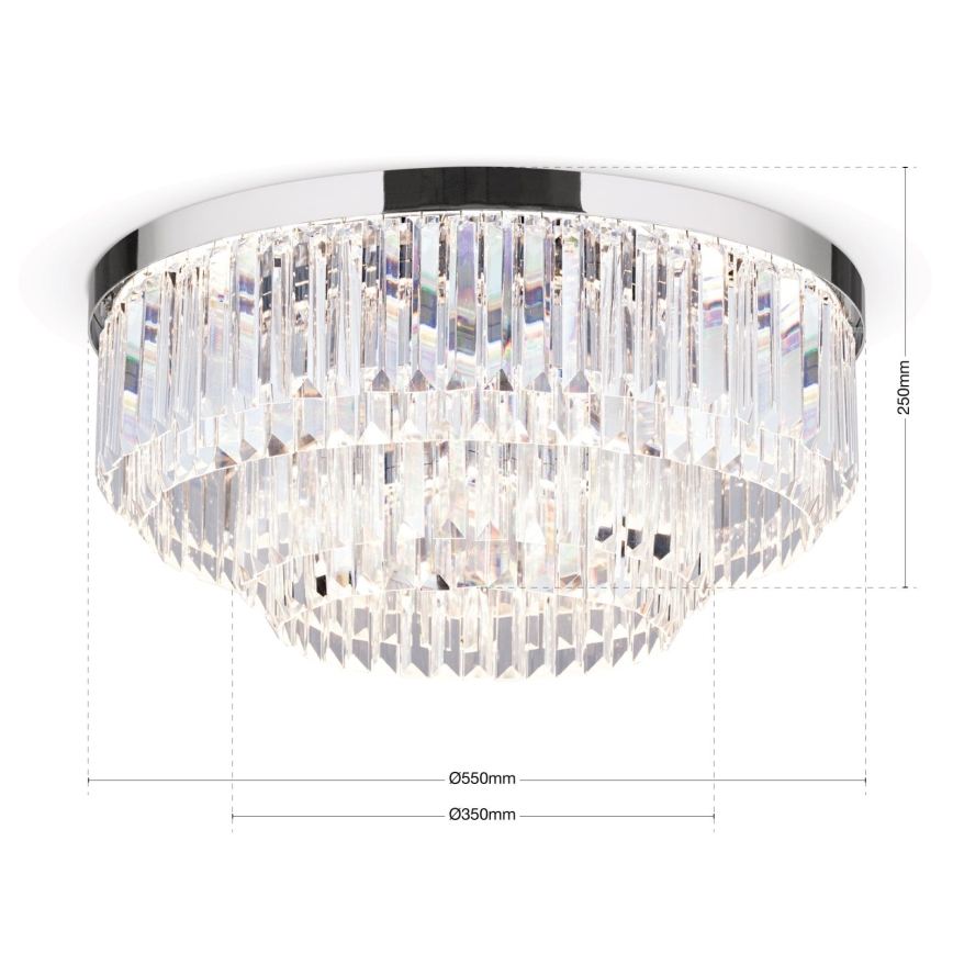 LED Кришталевий стельовий світильник з регулюванням яскравості PRISM LED/80W/230V діаметр 55 см глянцевий хром