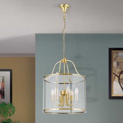 Люстра на ланцюгу BRUNO 6xE14/40W/230V Ø 43 см золота