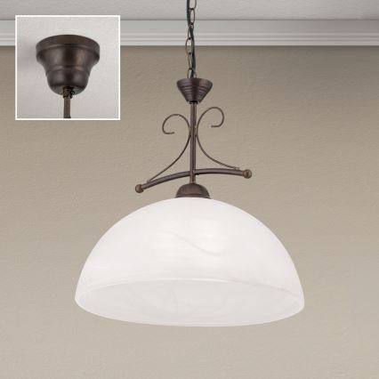 Люстра на ланцюгу RULA 1xE27/40W/230V, діаметр 35 см, білий/бронзовий