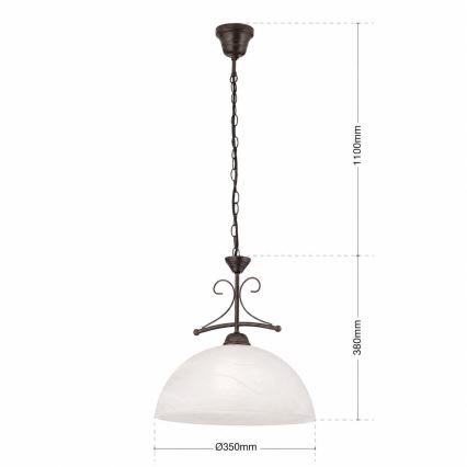 Люстра на ланцюгу RULA 1xE27/40W/230V, діаметр 35 см, білий/бронзовий