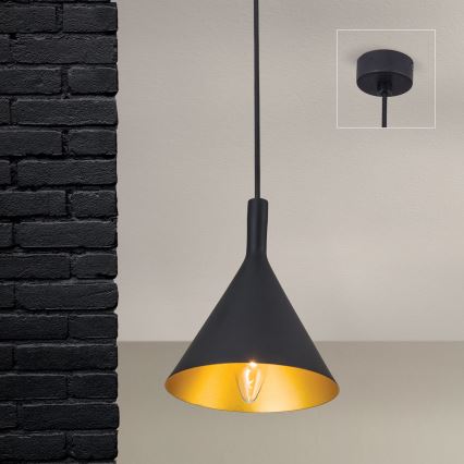 Люстра на тросі GUNDA 1xE14/40W/230V діаметр 16,5 см чорна/золота