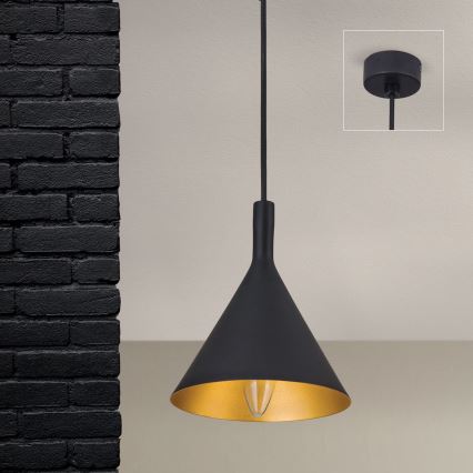 Люстра на тросі GUNDA 1xE14/40W/230V діаметр 16,5 см чорна/золота