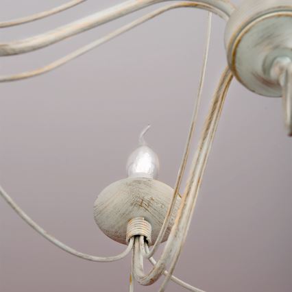 Люстра на цепи VELA 5xE14/40W/230V диаметр 60 см белый/золотистый/патина