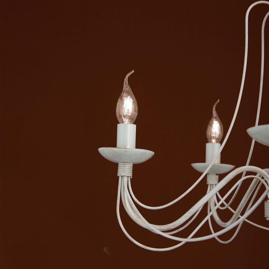 Люстра на цепи VELA 5xE14/40W/230V диаметр 60 см белый/золотистый/патина