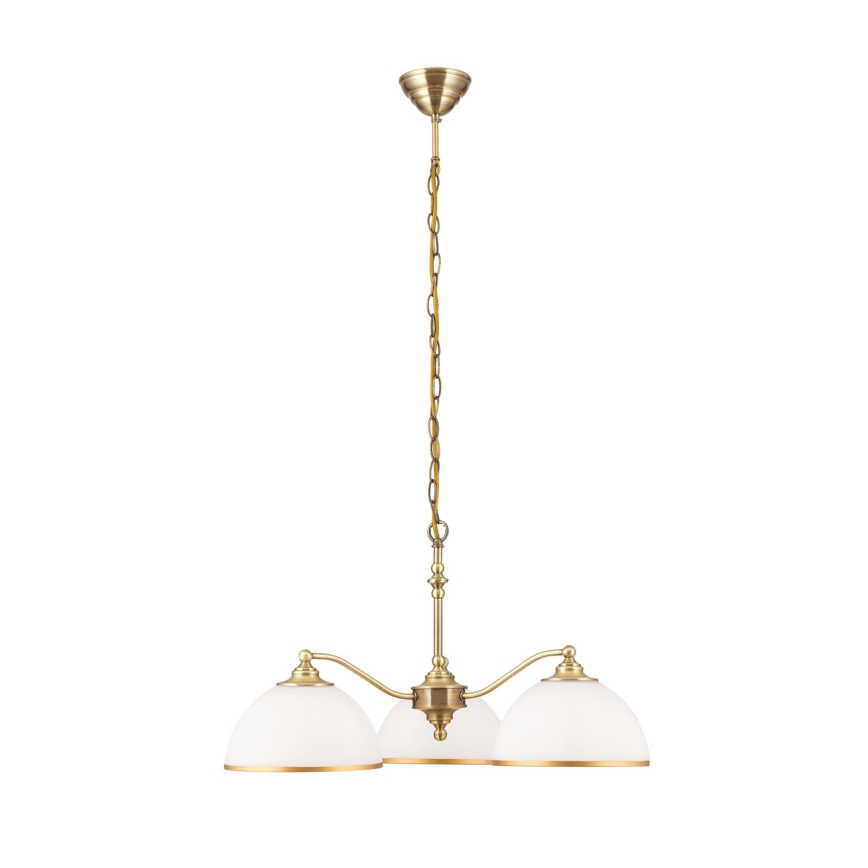 Люстра на ланцюгу OLD LAMP 3xE27/40W/230V діаметр 65 см білий/латунь