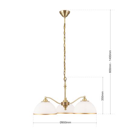 Люстра на ланцюгу OLD LAMP 3xE27/40W/230V діаметр 65 см білий/латунь