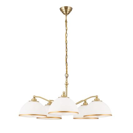 Люстра на ланцюгу OLD LAMP 5xE27/40W/230V діаметр 75 см білий/латунь