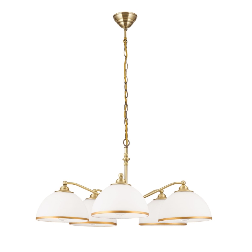 Люстра на ланцюгу OLD LAMP 5xE27/40W/230V діаметр 75 см білий/латунь