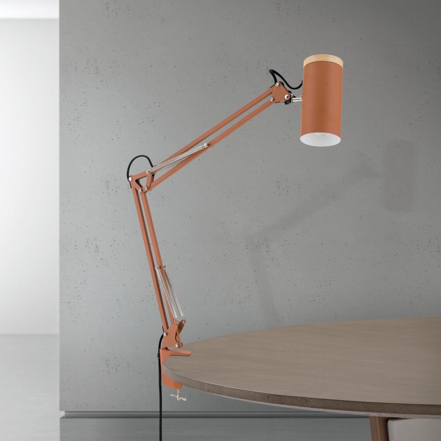 Настольная лампа с зажимом GILI 1xE27/40W/230V кирпичного цвета