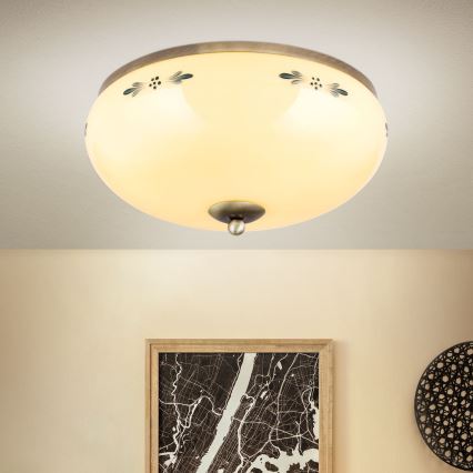 Потолочный светильник LANDHAUS 3xE27/60W/230V диам. 35 см бронзовый/бежевый/синий