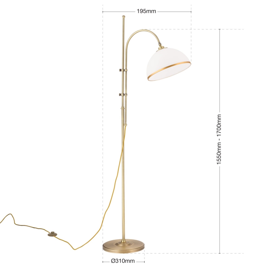 Торшер OLD LAMP 1xE27/40W/230V білий/латунь