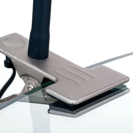 LED Гнучка настільна лампа з затискачем KURT LED/5W/230V срібний