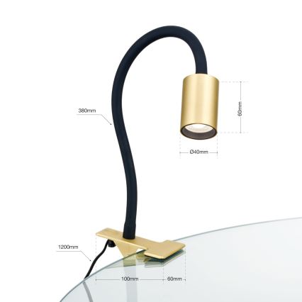 Светодиодная гибкая настольная лампа с зажимом KURT LED/5W/230V золотистый