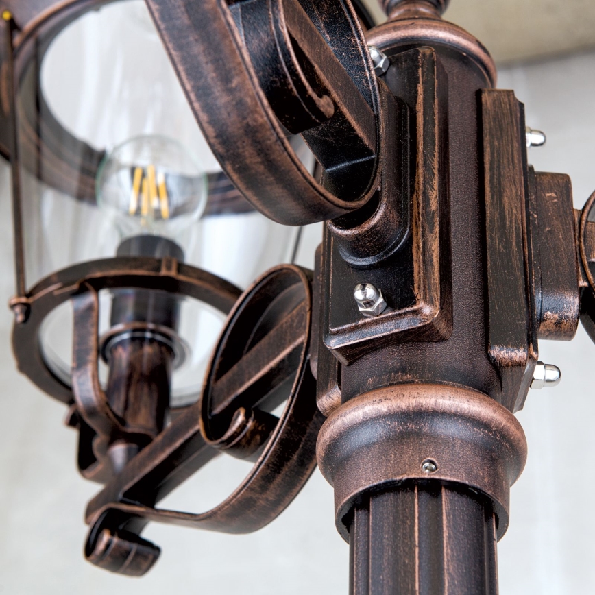 Уличная лампа KENZO 3xE27/100W/230V IP44 бронзовый/патина