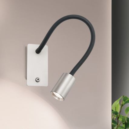 LED Гнучка настінна лампа KURT LED/5W/230V срібний