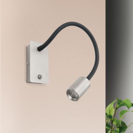 LED Гнучка настінна лампа KURT LED/5W/230V срібний