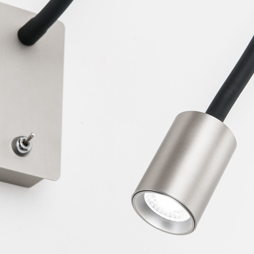 LED Гнучка настінна лампа KURT LED/5W/230V срібний