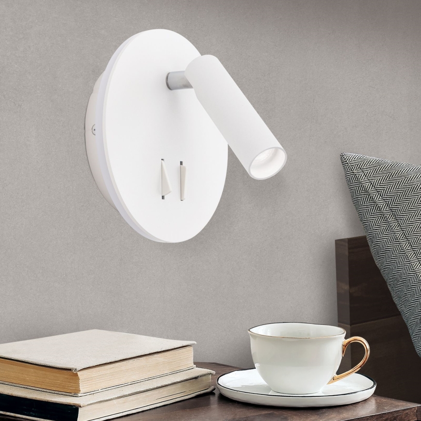 Світлодіодний настінний точковий світильник LENNY LED/6W/230V + LED/3W білий