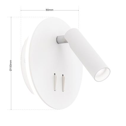 Світлодіодний настінний точковий світильник LENNY LED/6W/230V + LED/3W білий