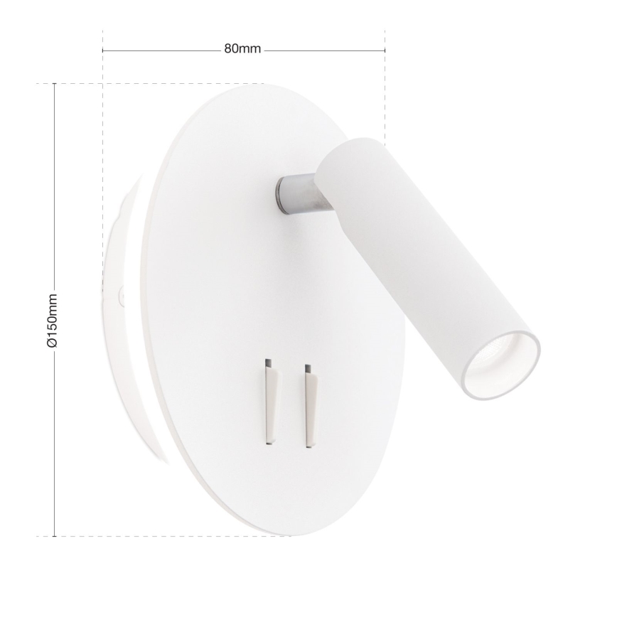 Світлодіодний настінний точковий світильник LENNY LED/6W/230V + LED/3W білий