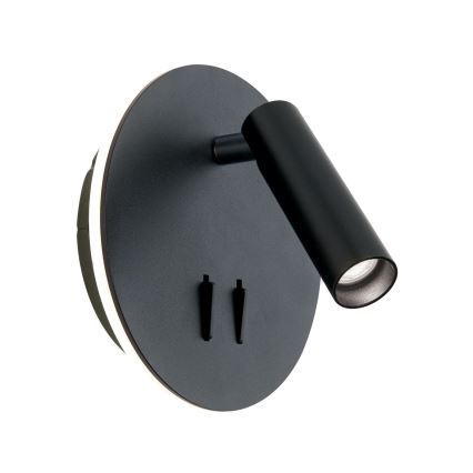 Світлодіодний настінний точковий світильник LENNY LED/6W/230V + LED/3W чорний