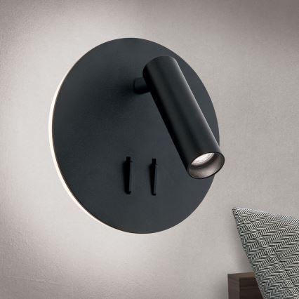Світлодіодний настінний точковий світильник LENNY LED/6W/230V + LED/3W чорний
