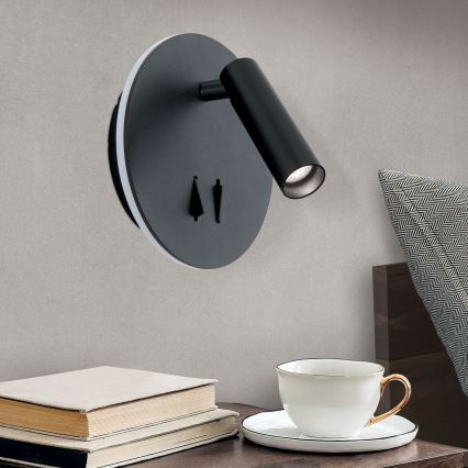 Світлодіодний настінний точковий світильник LENNY LED/6W/230V + LED/3W чорний