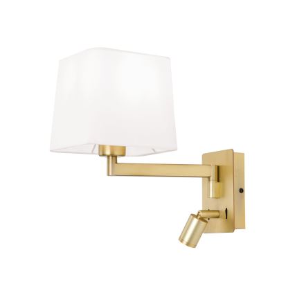 Светодиодный настенный светильник CARLTON 1xE27/40W/230V + LED/3W белый/золотой