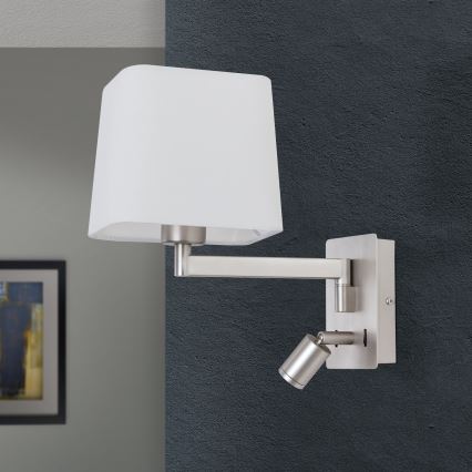 Світлодіодна настінна лампа CARLTON 1xE27/40W/230V + LED/3W білий/матовий хром