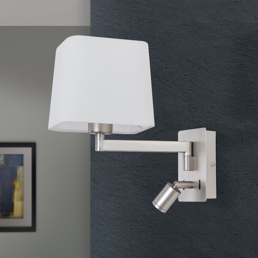 Світлодіодна настінна лампа CARLTON 1xE27/40W/230V + LED/3W білий/матовий хром