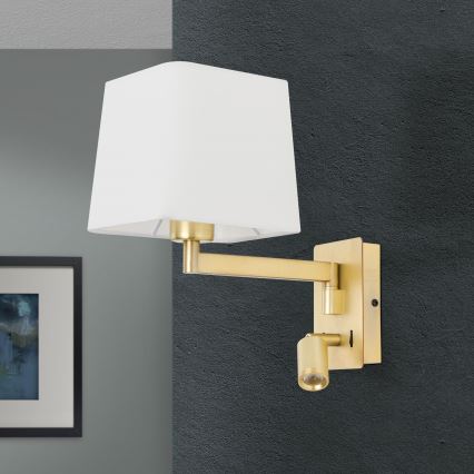 Світлодіодна настінна лампа CARLTON 1xE27/40W/230V + LED/3W білий/золотий
