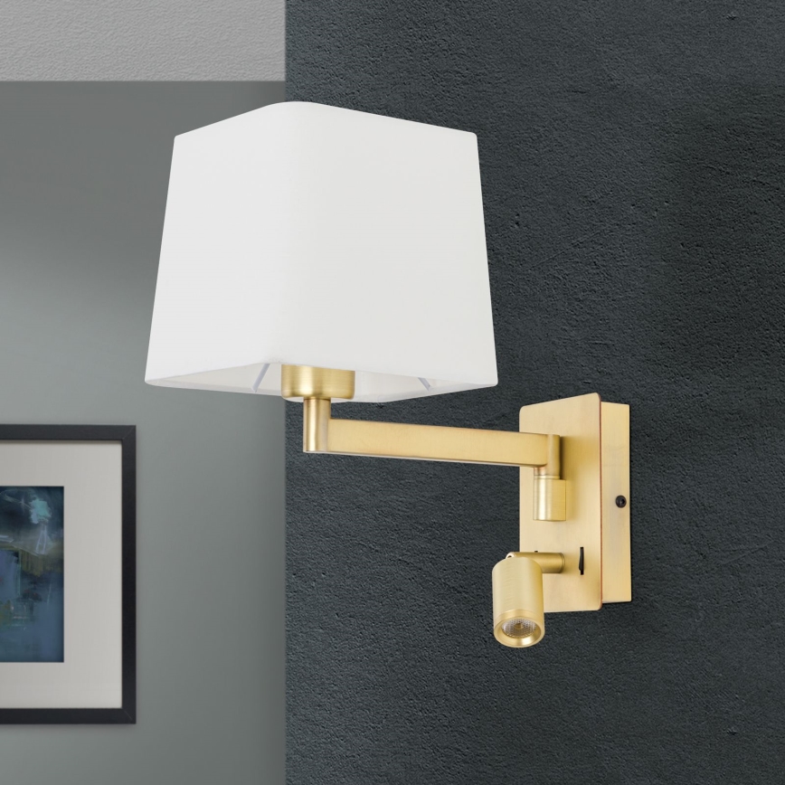 Світлодіодна настінна лампа CARLTON 1xE27/40W/230V + LED/3W білий/золотий