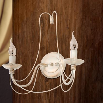Настенная лампа VELA 2xE14/40W/230V белый/золотистый/патина