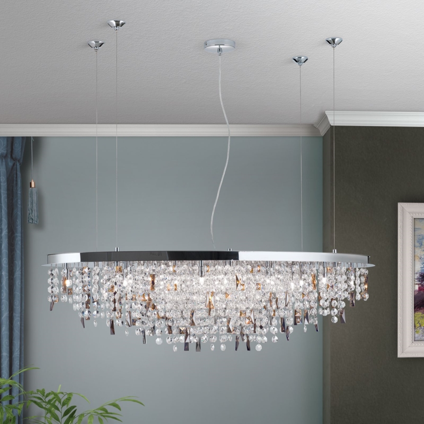 Кришталева підвісна люстра CRYSTALRIVER 21xG9/40W/230V глянцевий хром