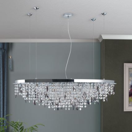 Кришталева підвісна люстра CRYSTALRIVER 21xG9/40W/230V глянцевий хром