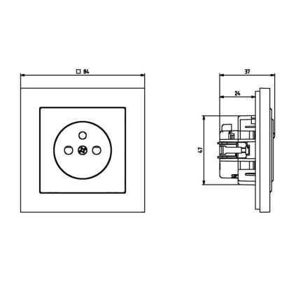 Ospel - Бытовая розетка без рамки 230V + 1xUSB-A + 1xUSB-C SONATA чёрная